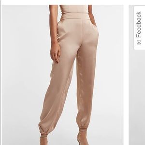 Blanc Cream Satin Ladies Joggers